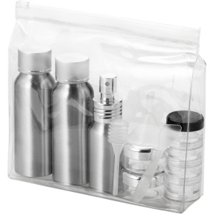 Set de bidonuri de călătorie din aluminiu, aprobat de compania aeriană Frankfurt, argintiu