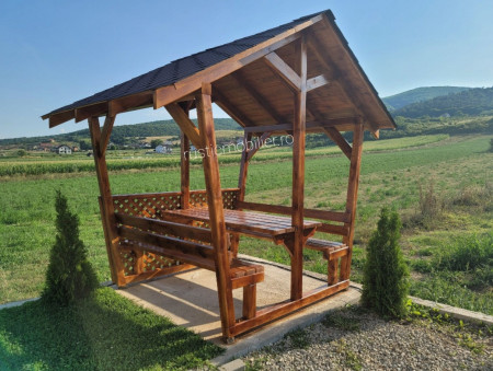 Pavilion, foisor gradina cu masa si banci, lemn