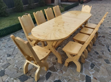 Set masa lemn cu 10 scaune
