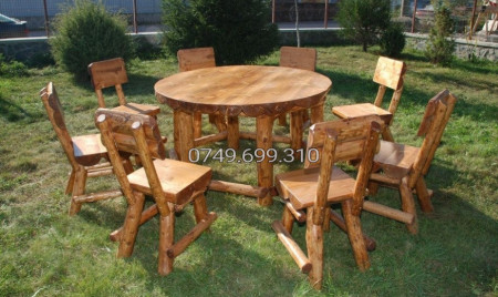 Set masa lemn masiv cu 8 scaune