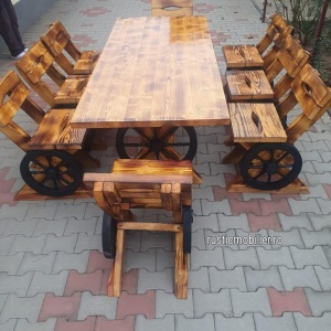 Set masă cu scaune model roată