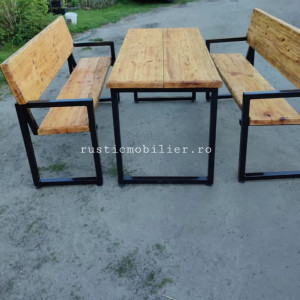 Set masa cu 2 băncii din metal luxury