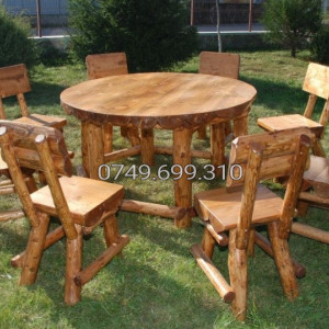 Set masa lemn masiv cu 8 scaune