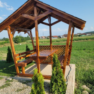 Pavilion, foisor gradina cu masa si banci, lemn - Img 4
