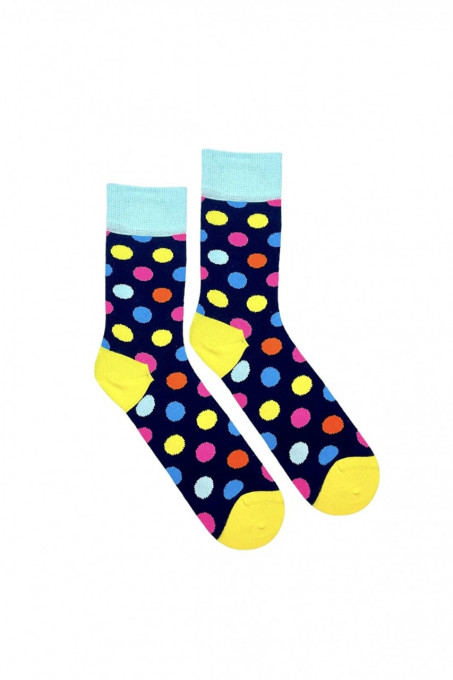 Čarape WANTEE- crne sa plavo žutim krugovima