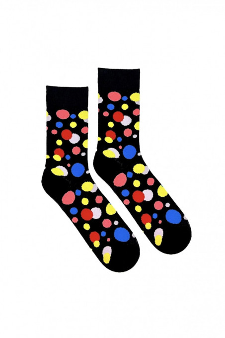 Čarape WANTEE- crne sa malim krugovima šarene