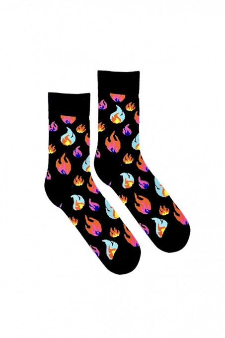 Čarape WANTEE- crno sa motivima plamena vatre