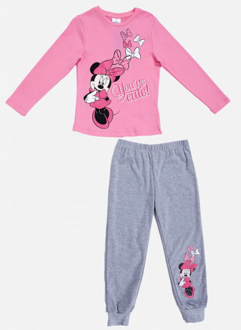Pidžama za devojčice Mini roze siva