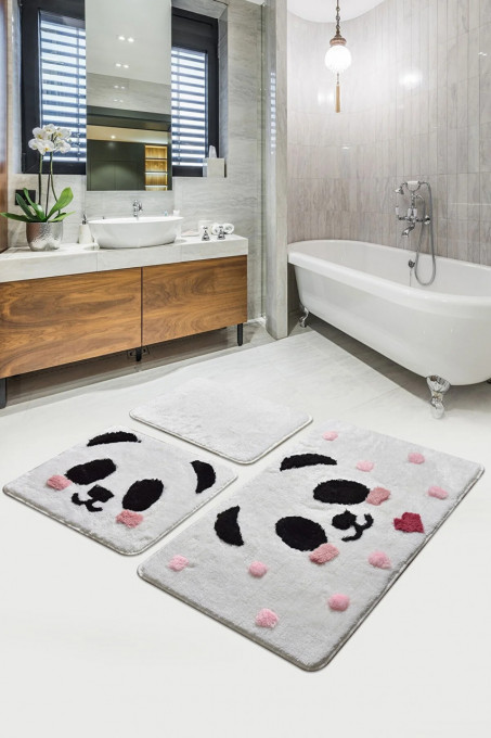 Tepih za kupatilo- panda, set 3 komada Wave Kırmızı