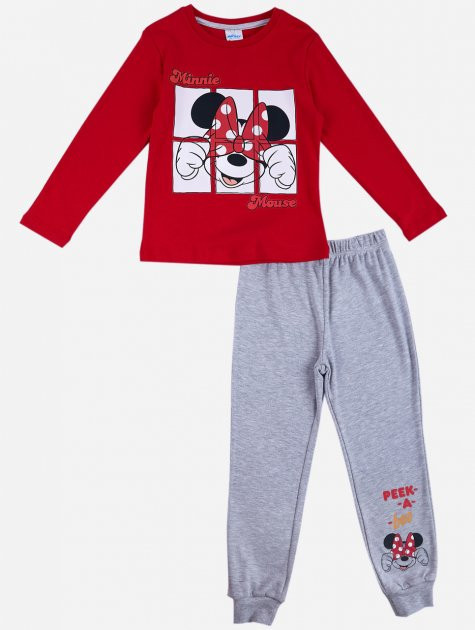 Pidžama za devojčice Mini crveno siva