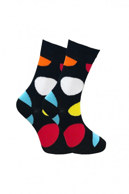 Čarape WANTEE- crne sa velikim šarenim krugovima