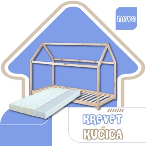 Krevet Kućica 190x90 Natur + Dušek od 14 cm - Img 3