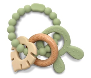 LORELLI SILIKONSKO DRVENA GLODALICA ZA BEBE RABBIT - FRESH GREEN - Img 4