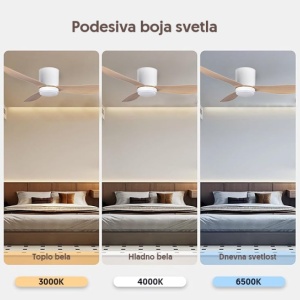 PROSTO plafonski vent. 132cm, 3 elise, LED svetlo EL513 - Img 3