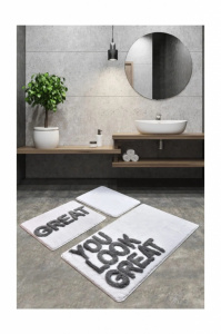 Tepih za kupatilo- YOU LOOK GREAT, bela, set 3 komada Great Beyaz