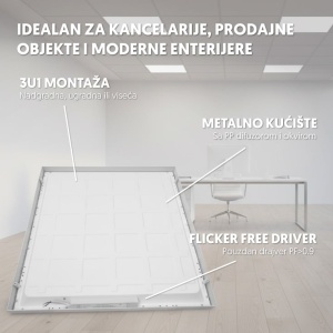 LED panel 2u1 48W, 100lm/W, 6500K, 595x595 EL157 - Img 4