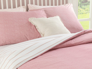 SINGL POSTELJINA DVODELNA PRUGE ROZE BELA 3