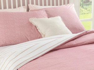 SINGL POSTELJINA DVODELNA PRUGE ROZE BELA 3