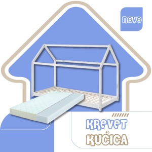 Krevet Kućica 190x90 Beli + Dušek od 14 cm - Img 4