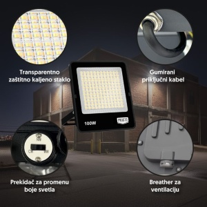 PROSTO LED reflektor 100W promenljiva boja svetla EL242 - Img 2