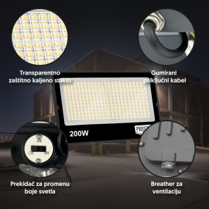 PROSTO LED reflektor 200W promenljiva boja svetla EL404 - Img 2