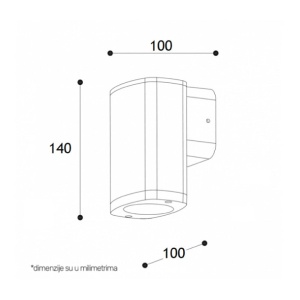 Zidna lampa 1xGU10 IP54 crna EL286 - Img 2