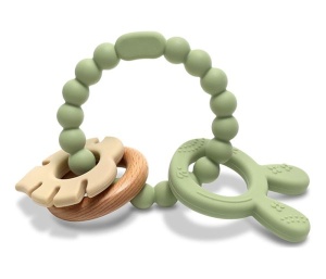 LORELLI SILIKONSKO DRVENA GLODALICA ZA BEBE RABBIT - FRESH GREEN - Img 2