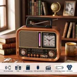 Prenosni retro RGB Bluetooth radio + sat 7778BT EL247 - Img 2