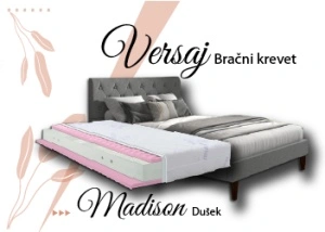 Versaj Bračni Krevet 201x149x112 cm + Madison Dušek za Bračni krevet 140x190 cm