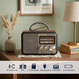 Prenosni retro Bluetooth radio 8897BT/B EL154 - Img 3