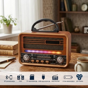 Prenosni retro RGB Bluetooth radio 7068BT EL137 - Img 4
