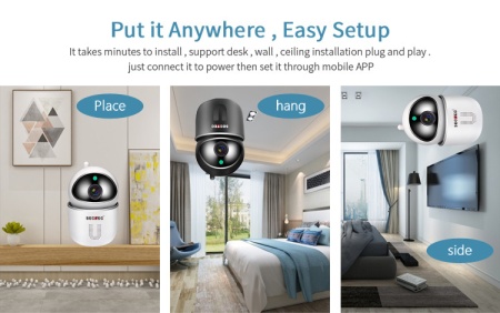 SECTEC ST-891-2M-AI Camera WIFI, 1080P, 2MP, Pan/Tilt, stocare in cloud / TF, microfon - Img 6