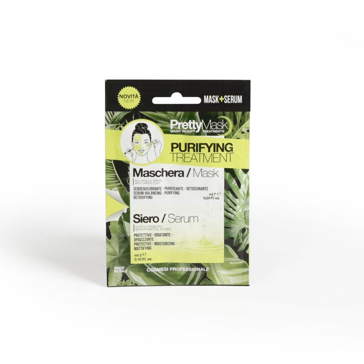 Tratament purificator de detoxifiere, de echilibrare a sebumului si anti-imperfectiuni cu 2 componente Masca + Ser