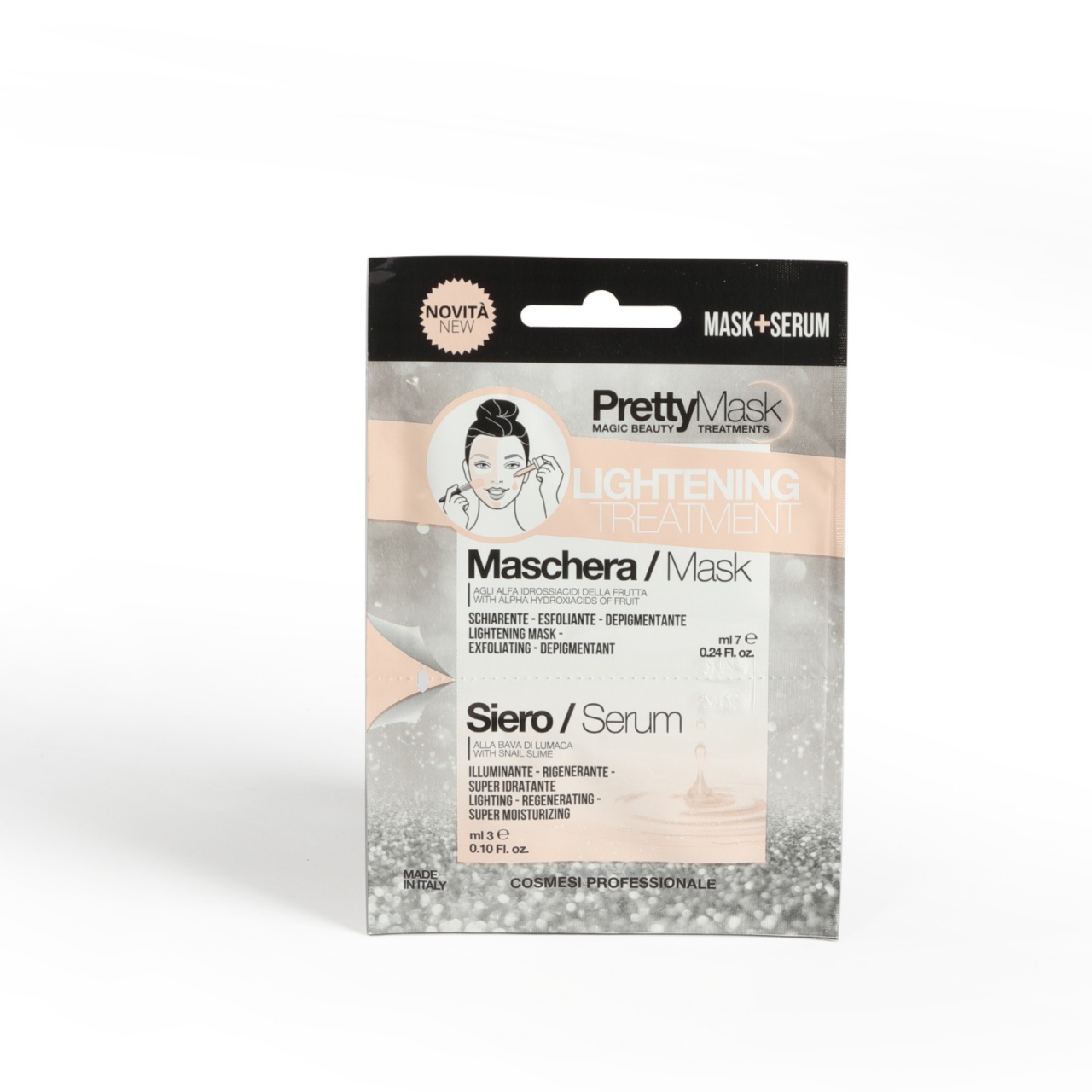 Tratament pentru albire si iluminare cu actiune exfolianta si regeneranta din 2 componente Masca + Ser