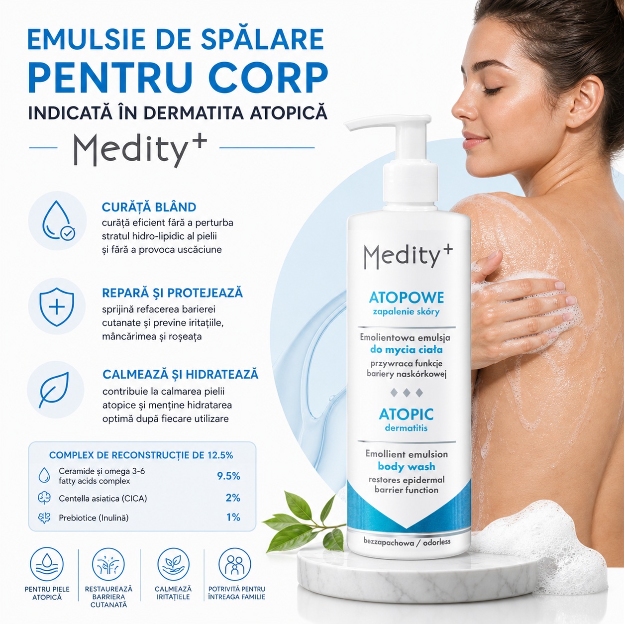 Emulsie spalare corp indicata in Dermatita atopica Medity+