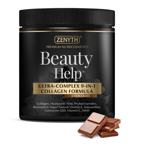 Ultra-Complex 9-in-1 Collagen Formula cu aroma de ciocolata Beauty Help, 300 g, Zenyth