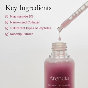 Arencia - Fresh Red Smoothie Serum 8 - Revitalizing Facial Serum - Ser revitalizant cu Niacinamide, 30 ml - Img 5