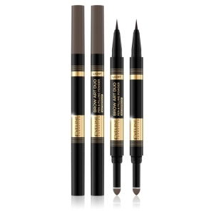 Creion pentru sprancene, waterproof Eveline Brow Art Duo 2 in 1 - Light