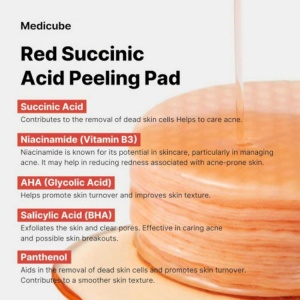 Medicube – Red Succinic Acid Peeling Pad – Dischete exfoliante pentru fata – 70 buc - Img 6
