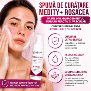 Spumă de curățare pentru pielea cu rozacee Medity+