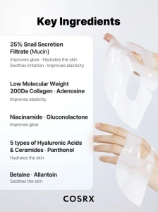 Advanced Snail Mucin Glass Glow Hydrogel Mask COSRX – mască hidrogel cu 25 % mucină de melc, 3 buc. - Img 10