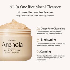 Arencia - Calendula Rice Mochi Cleanser - Purifying Face Wash with Rice - Pasta de curatare a tenului cu pudra de orez, 120 g - Img 4
