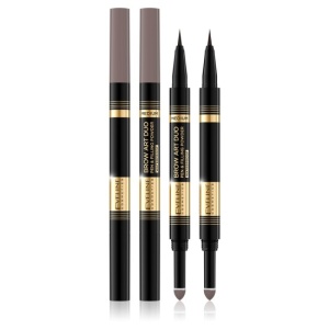 Creion pentru sprancene, waterproof Eveline Brow Art Duo 2 in 1 - Medium
