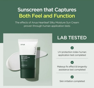 Anua - Heartleaf Silky Moisture Sun Cream SPF50+/PA++++ - Cremă hidratantă de față cu protecție solară ridicată SPF 50 - Img 7