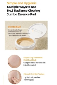 Numbuzin – No.3 Radiance Glowing Jumbo Essence Pad – Dischete faciale pentru luminozitate si hidratare – 70 buc - Img 5