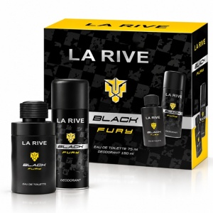 Set cadou La Rive Black Fury pentru barbati - Apa de toaleta 75 ml si deodorant 150 ml