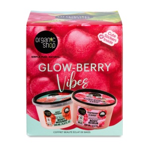 Set cadou Organic Shop Glow-Berry Vibes cu scrub de corp si body mousse