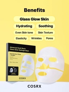 Advanced Snail Mucin Glass Glow Hydrogel Mask COSRX – mască hidrogel cu 25 % mucină de melc, 3 buc. - Img 4