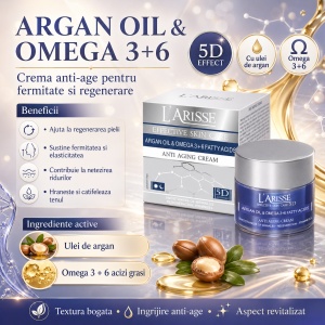 L'arisse - Anti-wrinkle cream - Crema anti-aging pentru varsta 65+ cu Ulei de Argan si Acizi Grasi Omega 3+6 - Img 2