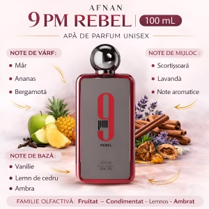 Afnan 9 PM Rebel 100 ml, Apă de parfum unisex - Img 2